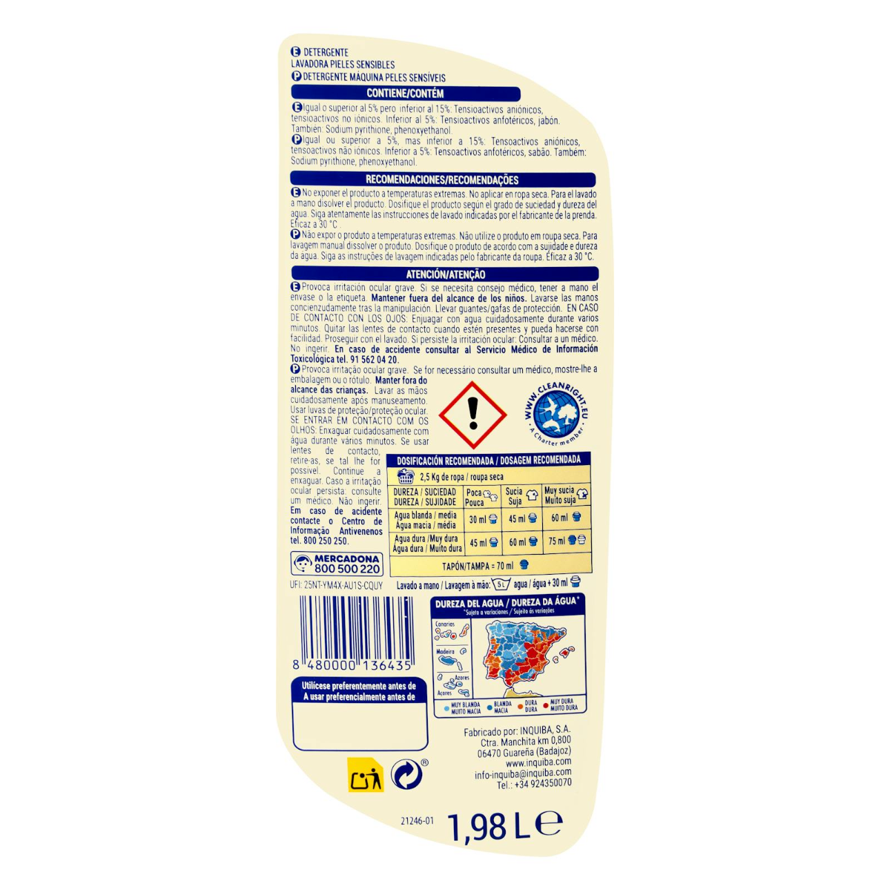 Veļas mazgāšanas līdzeklis jūtīgai ādai, 1,98l.