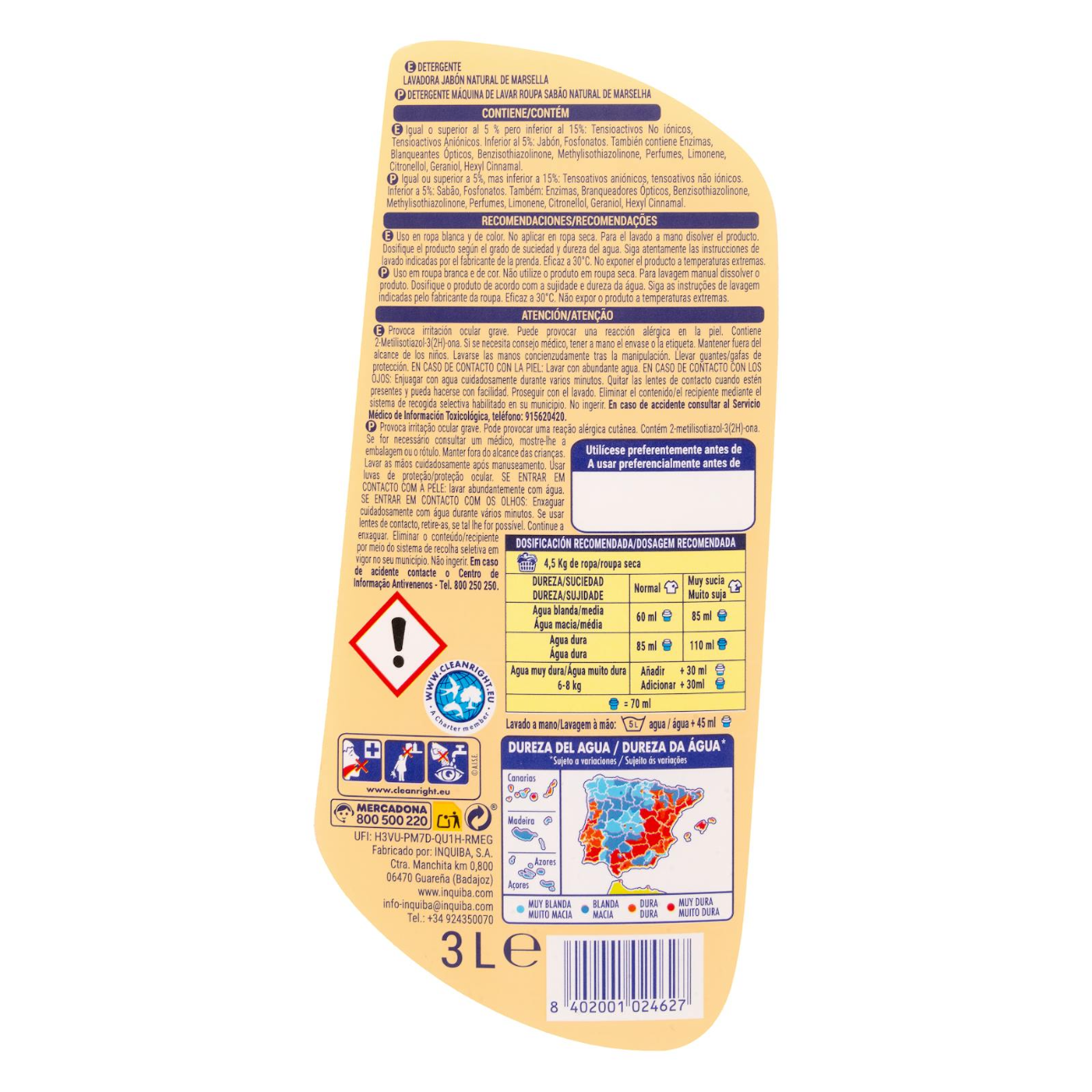 Veļas mazgāšanas līdzeklis "Marseļas ziepes", 3l (50 mazg.)