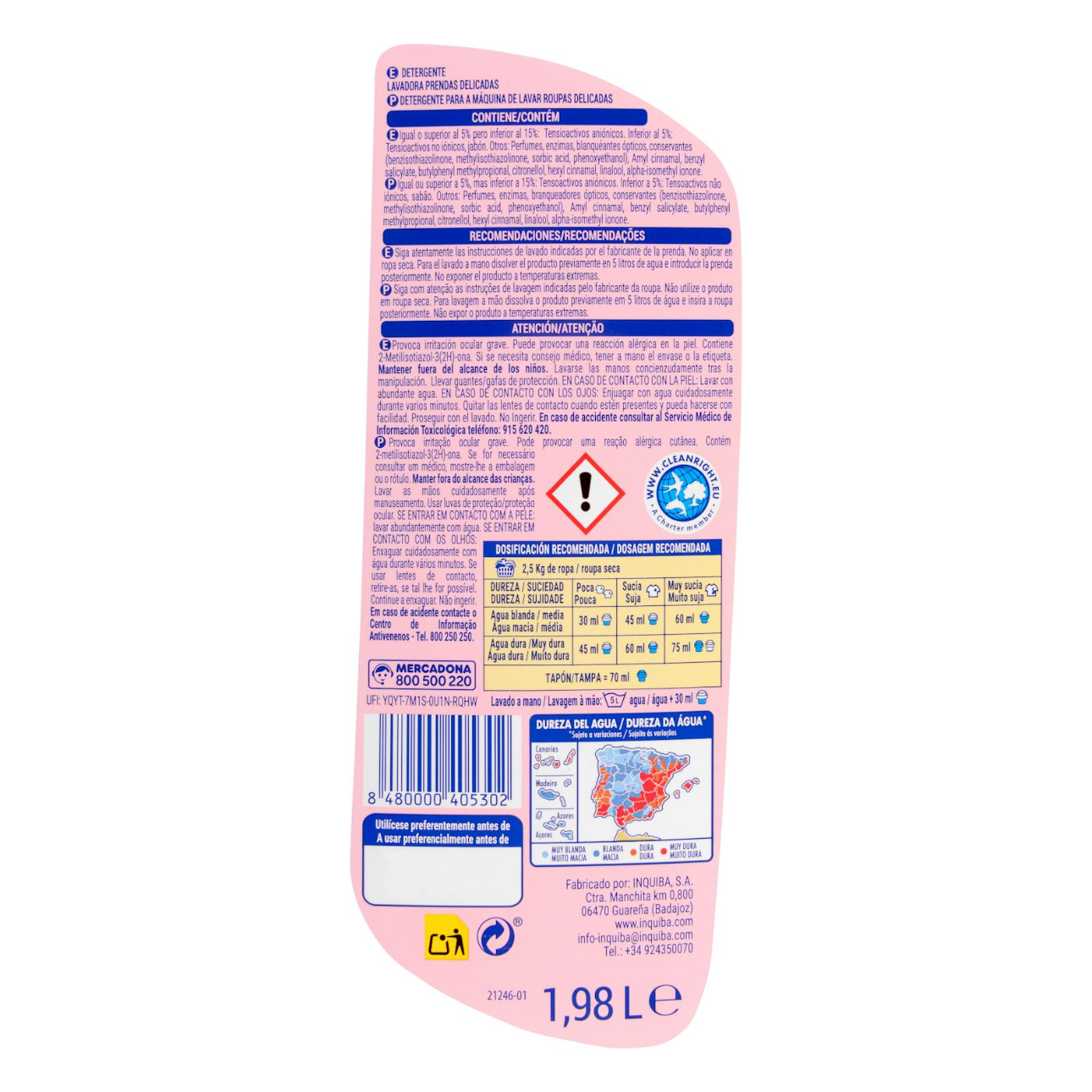 Laundry detergent for delicate fabrics, 1.98l (66 washes)