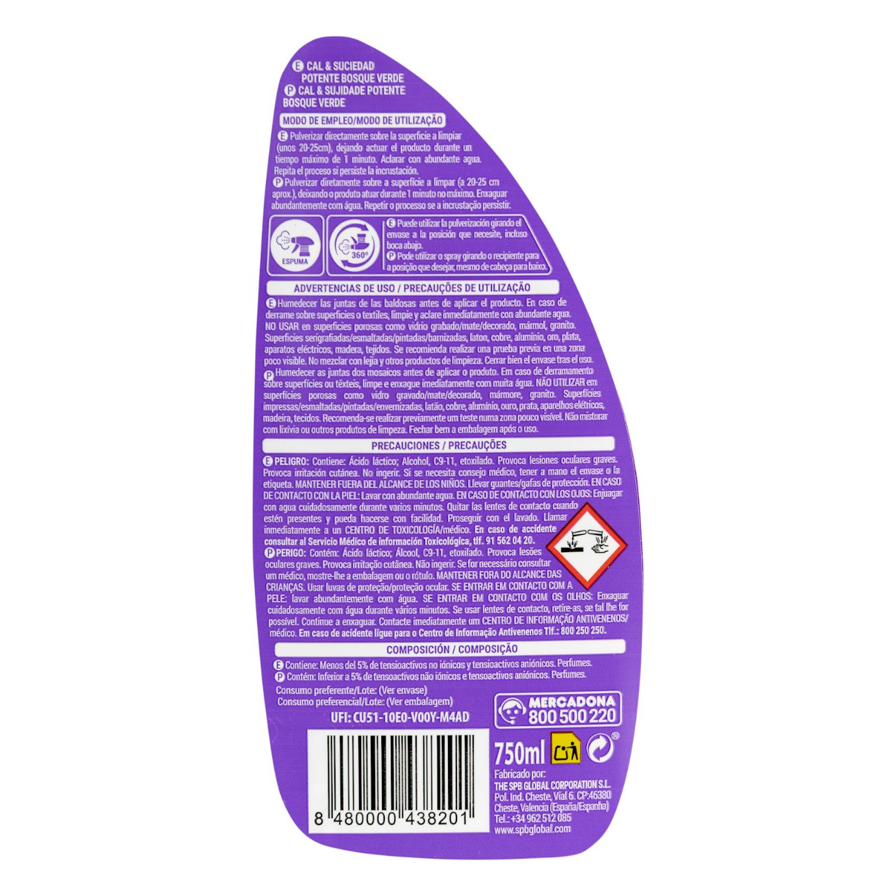 Spēcīgs tīrīšanas līdzeklis kalķiem un rūsai, 750ml.