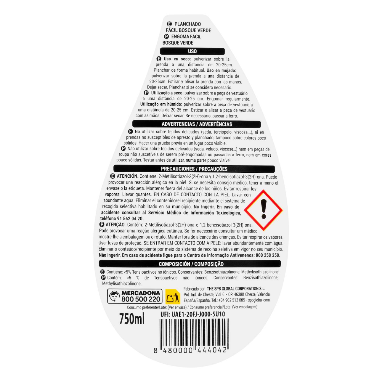 Veļas gludināšanas līdzeklis, 750ml.
